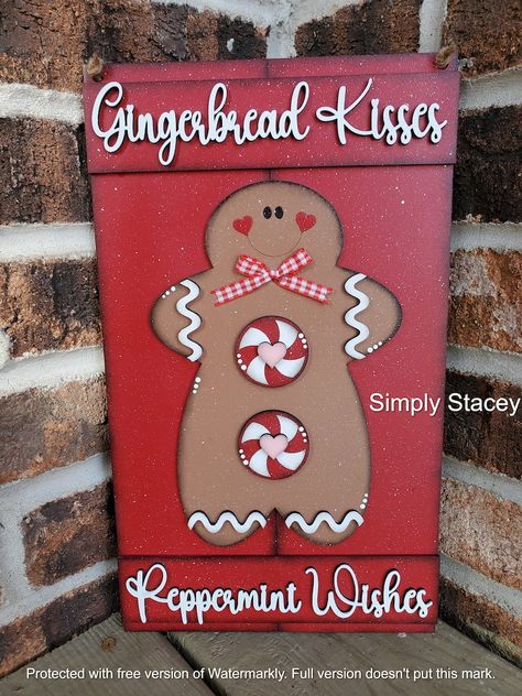 Gingerbread Pallet Sign, DIY Kit or Hand-painted, Gingerbread Sign, Christmas Gingerbread Door Hanger, Christmas Wall Decor, Handmade Gift - Etsy Christmas Gingerbread House Decorations, Christmas Playhouse, Gingerbread Door Hanger, Gingerbread Diy Crafts, Fence Crafts, Gingerbread Door, Gingerbread Sign, Porch Leaners, Gingerbread Theme