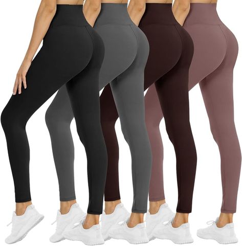 Amazon.com: 4 Pack Leggings for Women - High Waisted Tummy Control Soft No See-Through Black Yoga Pants for Athletic Workout : Clothing, Shoes & Jewelry Workout Pants Women, Perfect Leggings, Yoga Pants With Pockets, Black Yoga Pants, Leggings For Women, Pants With Pockets, Yoga Women, Yoga Clothes, Soft Black