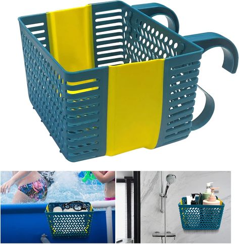 Poolside Storage Basket,Thickened Pool Storage Basket,Above Ground Pool Basket,Multifunctional Storage Basket,Above Ground Pool Accessories,Suction Cup Storage Basket,All-Around Organizer(Blue) Above Ground Pool Accessories, Pool Basket, Pool Hooks, Pool Organization, Swimming Pool Ladders, Grinder Stand, Pool Storage, Pool Life, Cup Storage