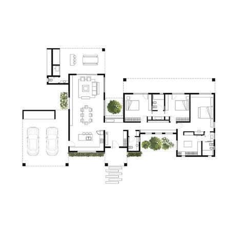 Long House Floor Plans, Pantry Door Ideas, Modern Floor Plans, Architectural Floor Plans, Villa Plan, Kitchen Transformation, Architecture Model House, House Construction Plan, Model House Plan