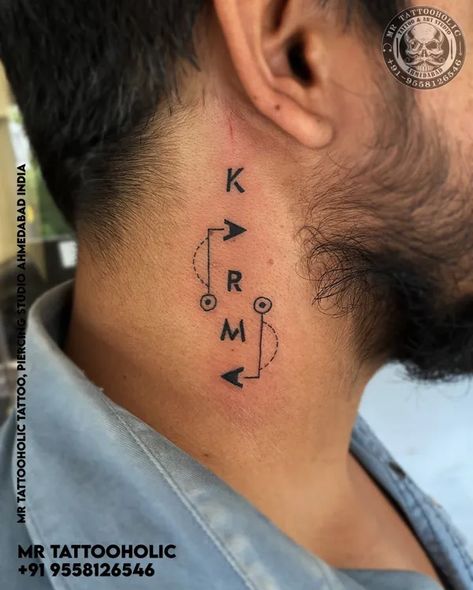 Good Karma Tattoo, Simple Tattoo For Men, Karma Tattoo Ideas, Aura Tattoos, Grinch Tattoo, Tattoo Karma, Karma Tattoo, Small Neck Tattoos, Dna Tattoo