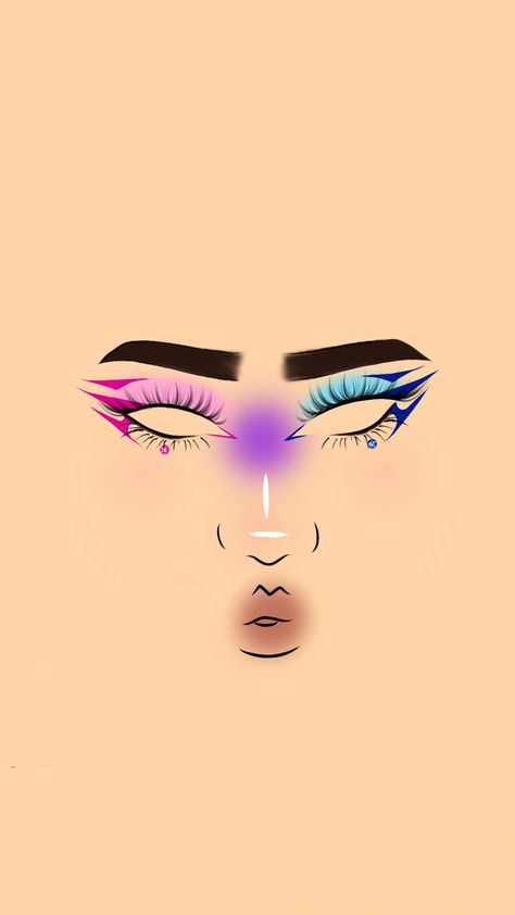 Bi Eye Makeup, Bisexual Eye Makeup, Bisexual Eyeshadow, Demisexual Makeup, Bisexual Flag Makeup, Bi Flag Makeup, Bisexual Nail Ideas, Trans Pride Makeup, Bi Pride Makeup