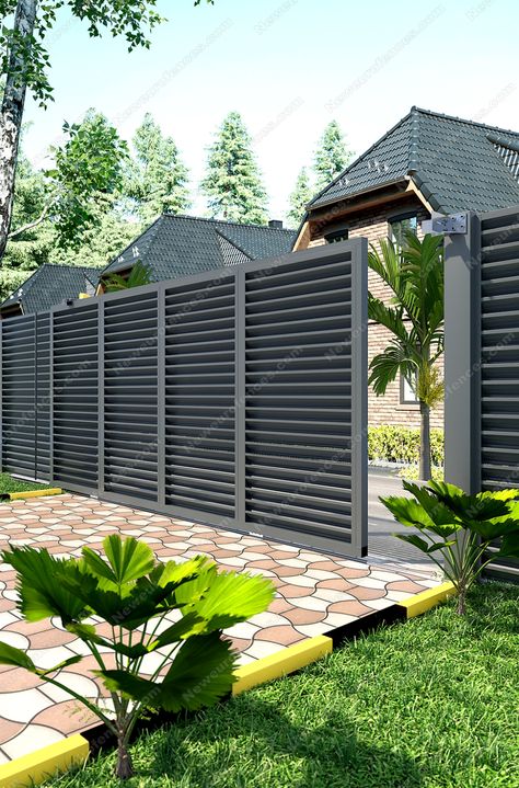 Louvered Fence, Privacy Gates, Small Office Design Interior, Privacy Fence Panels, Louvered Shutters, Outdoor Gate, Small Office Design, Chassis Fabrication, House Gate