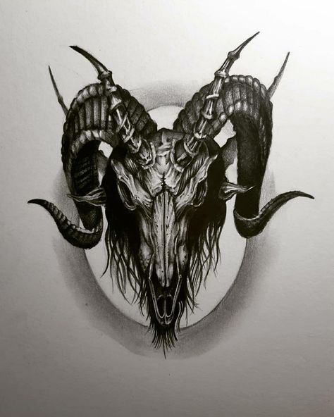 Highschool Student, Satanic Tattoos, Ram Tattoo, Skull With Horns, Capricorn Art, Medusa Tattoo Design, Evil Tattoos, Clock Tattoo Design, Ram Skull