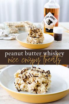 Peanut Butter Whiskey Rice Crispy Treats | Elle Talk Whiskey Desserts, Boozy Baking, Peanut Butter Whiskey, Whiskey Recipes, Alcoholic Desserts, Krispy Treats, Boozy Desserts, Rice Krispy, Rice Crispy Treats