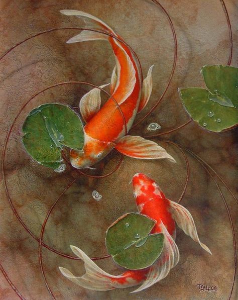 Terry Gilecki, Unwind Terry Gilecki, Karp Koi, Peisaj Abstract, Ikan Air Tawar, Koi Painting, Dengeki Daisy, Koi Art, Afrique Art, Exclamation Mark