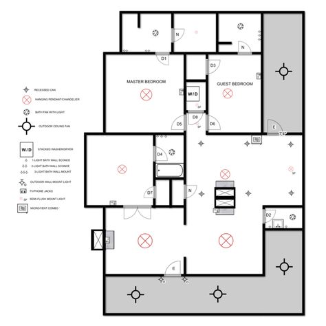 Elizabeth Burns Design | Electrical Plan Electrical Floor Plan Layout, Electric Plan For House, Electric Design Interior, Lighting Floor Plan, Electrical Plan For House, Electrical Layout Plan Home, Ceiling Plan Design, Electrical Layout Plan, Electric Plan