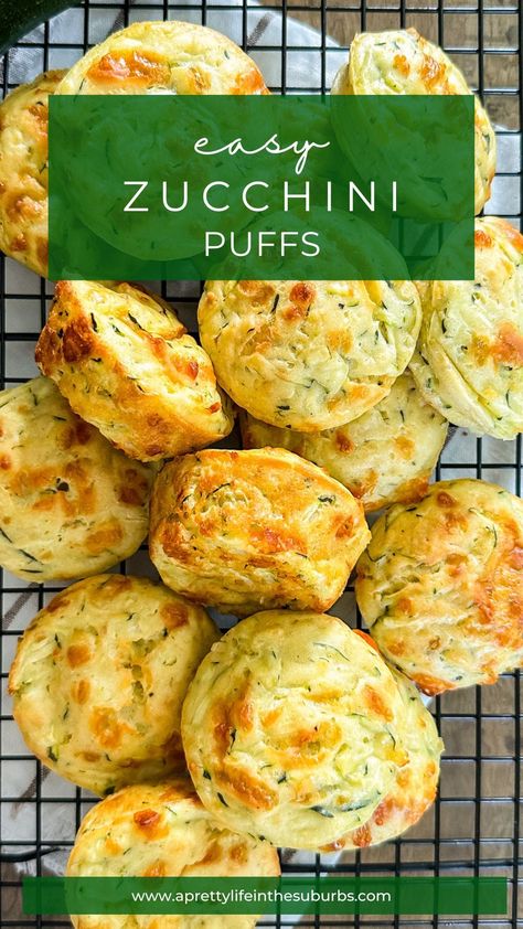 Zucchini Puffs Zucchini Puffs Recipes, Zucchini Puffs, Heathy Snack, Zucchini Rolls, Zucchini Cheese, Fresh Zucchini, No Cook Appetizers, Cheesy Zucchini, Puff Recipe