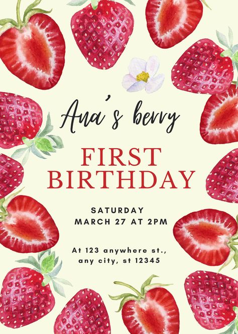 Summer Celebration, 1st Birthday Invitations, First Birthday Invitations, Girl First Birthday, Special Birthday, Invitation Set, 1st Birthday Parties, Digital Invitations, Birthday Theme