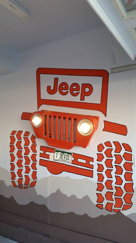 My hand painted Jeep wall art Jeep Parking Spot Painting, Jeep Home Decor, Jeep Grill Wall Art, Jeep Nursery, Jeep Garage, Truck Lover, Jeep Art, Jet Skies, Jeep Baby