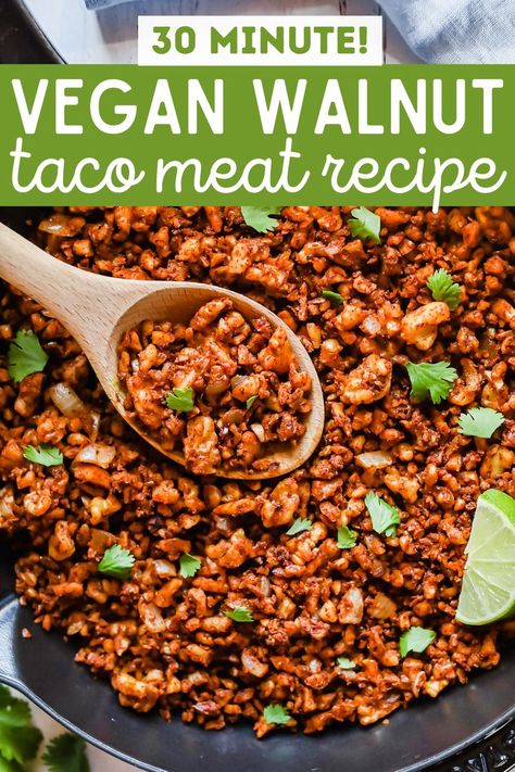 walnut vegan taco mean Walnut Taco Meat Vegan, Walnut Meat Tacos, Vegan Walnut Taco Meat, Walnut Meat Vegan, Vegetarian Taco Meat, Walnut Tacos, Vegan Taco Meat Recipe, Walnut Taco Meat, Spicy Walnuts