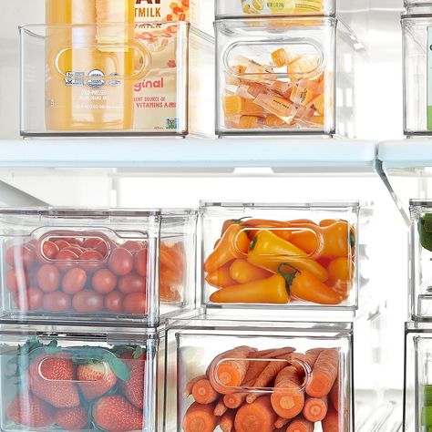 Narrow Fridge, Fridge Storage Containers, Fridge Organization Hacks, Full Fridge, Produce Bin, Fridge Drawers, Expired Food, Pantry Fridge, Freezer Organization