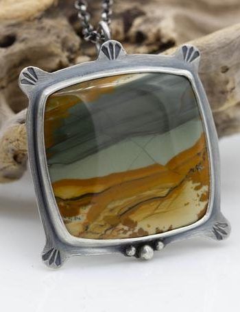 Jasper Necklace With Large Pendant For Gift, Jasper Pendant Necklace For Gift, Picture Jasper Jewelry, Gift Ideas Jewelry, Silver Jasper Pendant Jewelry, Luxury Jasper Pendant Jewelry, Raw Crystal Pendant, Silver Smithing, Ideas Jewelry