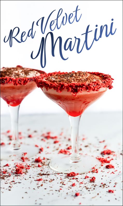 Red Velvet Mocktail drink on table. Virgin Martini, Red Velvet Cocktail, Cupcakes Images, Food Valentines, Ice Cream Float, Strawberry Cake Easy, Tasty Cocktails, Desserts In A Glass, Easy Cocktail