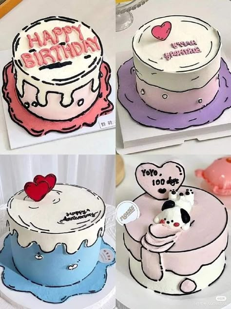 Bento Cake Cute Design, Mini Cake Korean, Cute Korean Cake Design, Gato Cake Birthday Korea, Kue Disney, Graduation Sugar Cookies, Cake For Wedding, Cat Cake Aesthetic Korean, Barbie Themed Cake