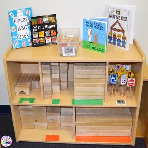 Preschool Block Area, Block Center Preschool, Blocks Center, Preschool Classroom Setup, Pocket Of Preschool, Blocks Preschool, Preschool Rooms, Block Center, Block Area