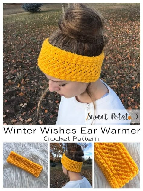 Crochet a Winter Wishes Ear WArmer to match the popular Winter Wishes Scarf. This full of rich texture crochet pattern is a hit for everyone! Crochet Earwarmer Pattern, Crochet Headbands For Kids, Winter Headbands Crochet, Easy Crochet Ear Warmer, Crochet Winter Headband, Ear Warmer Crochet Pattern Free, Crochet Ear Warmer Free Pattern, Paw Crochet, Crochet Ear Warmer Pattern