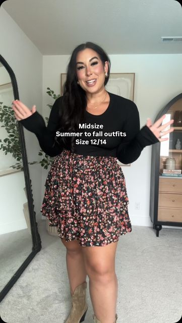 BONNIE WYRICK on Instagram: "Let’s style 5 midsize outfits you can wear now and later! Sharing my midsize summer to fall style with bra friendly dresses, skorts, and sweater knits! Use code BONNIEW20 at @pinklily 🤍  Comment PINK to have these midsize outfits sent to you!   Midsize outfits, pre fall outfits, fall dresses, summer dresses, summer outfits, midsize mom style, size 12, size 14" Midsize Fall Skirt Outfits, Midsize Date Outfit, Fall Midsize Outfits 2024, Midsize Mini Skirt Outfit, Midsize Skirt Outfit, Bonnie Wyrick, Mid Size Fashion For Women, Pre Fall Outfits, Midsize Summer