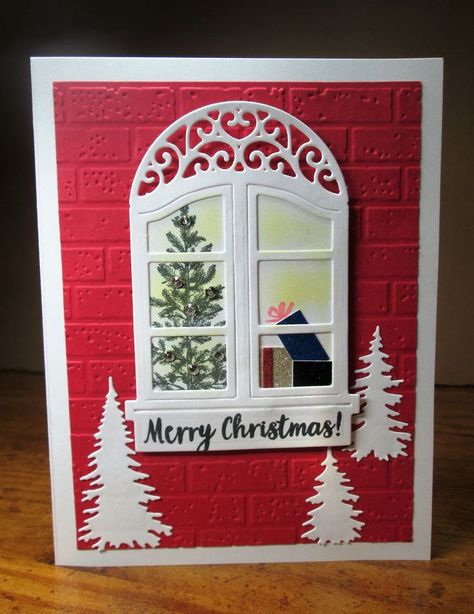 Window Christmas Cards, Window Template, Window Cards, Card Crafting, Christmas Handmade, Christmas Window, Pretty Cards, Crafty Diy, Xmas Crafts