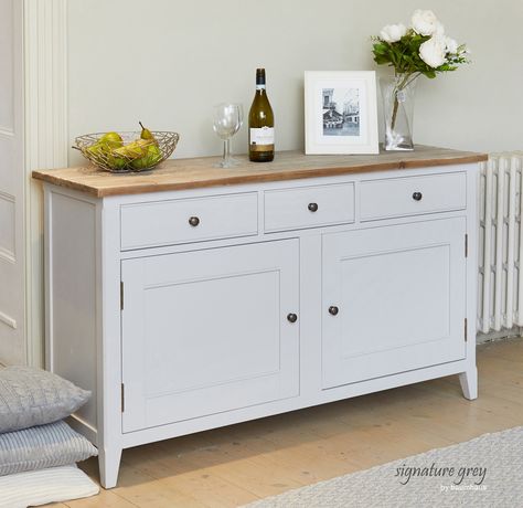 Signature Grey Large Sideboard Buffet Table Styling, Entrance Sideboard, Entryway Cabinets, Sideboard Styling, Sideboard Styles, Modern Classic Furniture, White Living Room Decor, Sideboard Grey, House Dining Room