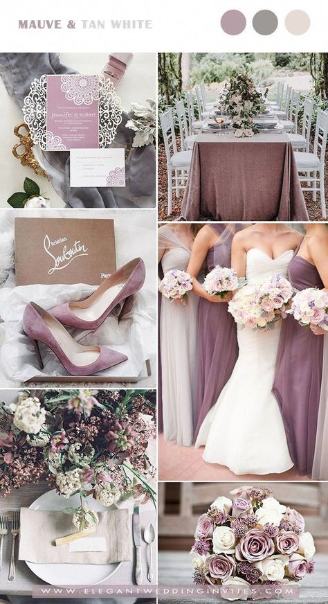 Mauve Wedding Colors, Elegant Wedding Colors, Wedding Color Combos, Mauve Wedding, Wedding Color Scheme, Wedding Colour, Wedding Theme Colors, Lavender Wedding, Wedding Color Palette