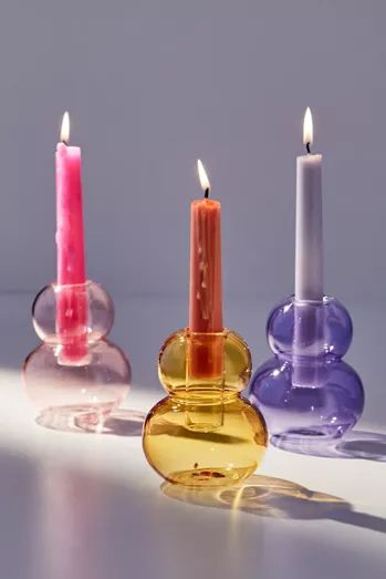 Candle Holder Aesthetic, Modern Candle Holders, Taper Candle Holder, Modern Candles, Taper Candle Holders, Colorful Candles, Incense Holder, Glass Candle, Taper Candle