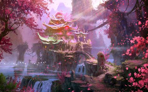 296286 | mehmet canli | Flickr Japanese Digital Art, Landscape Wallpapers, Asian Landscape, Landscape Background, Fantasy City, Fantasy Places, Art Japonais, Fantasy Art Landscapes, Wallpaper Free