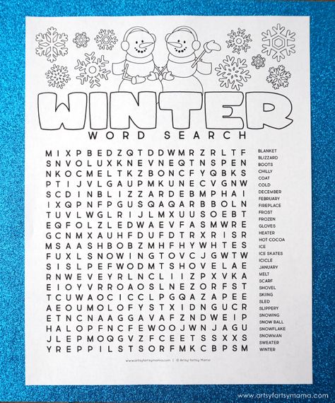 Winter Word Search, Holiday Word Search, Christmas Word Search, Coloring Pages Winter, Twisty Noodle, Holiday Words, Winter Words, Christmas Worksheets, Christmas School