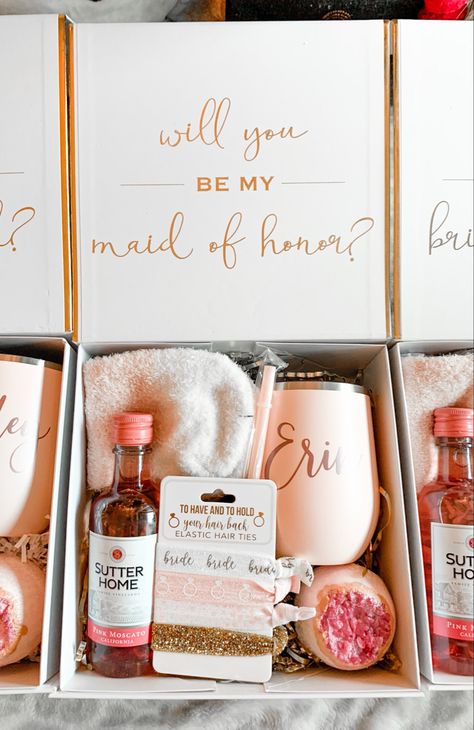 How I proposed to my bridemaids: These adorable bridesmaid boxes were from Amazon under $20 for 3! bridesmaid proposal, proposal box, bridesmaid gift ideas, bridesmaid box, maid of honor proposal, maid of honor gift ideas Asking A Bridesmaid Ideas, Ask Bridal Party To Be In Wedding, Gifts For Wedding Party Bridesmaid Boxes, Cute Ways To Ask Bridesmaids Ideas, Cute Way To Ask Bridesmaids, Diy Bridal Party Gifts, Champagne Bridesmaid Proposal, Brides Maids Gifts Ideas, Will You Be My Bridesmaid Gifts Diy