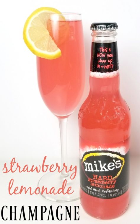 Brighten Up Your New Year’s Eve Celebration With Strawberry Lemonade Champagne Lemonade Champagne Punch, Strawberry Lemonade Mimosa, Strawberry Lemonade Cocktail Recipe, Smirnoff Drinks, Strawberry Lemonade Drink Alcohol, Mikes Hard Lemonade, Sparkling Strawberry Lemonade, New Years Eve Drinks, Champagne Recipe