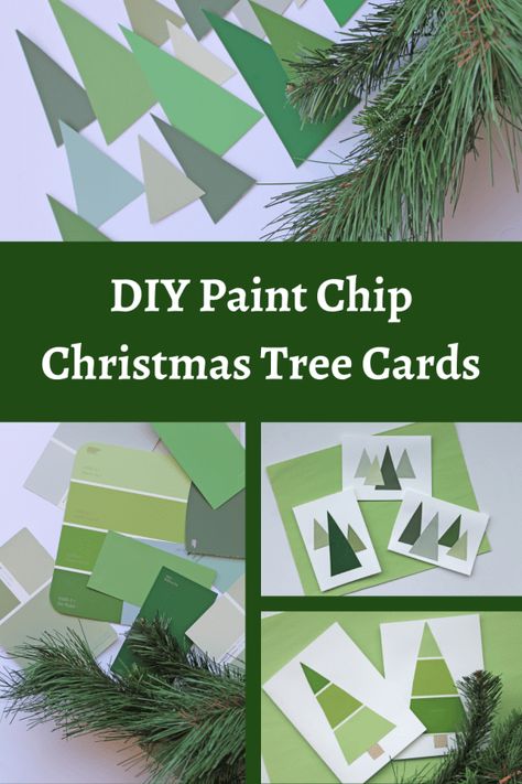 Cards Using Paint Chips, Paint Sample Cards Ideas, Paint Chip Christmas Crafts, Paint Chip Cards Ideas, Paint Chip Christmas Cards, Paint Chips Crafts, Paint Chip Ornaments, Paint Chips Diy, Paint Chip Cards