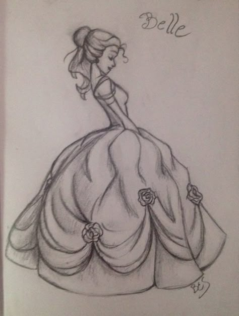 30 Day Disney Challenge Day 2: favorite princess - Belle Artist: Brooke E. S. Pencil sketch Drawing Ideas Disney Princesses Sketch, Drawing Ideas Princesses, Modern Disney Princess Drawings, Belle Drawing Easy, Beauty And The Beast Drawing Sketches, Disney Princess Drawings Sketches, Disney Drawings Sketches Princesses, Disney Princess Drawings Pencil, Random Things To Draw Sketches