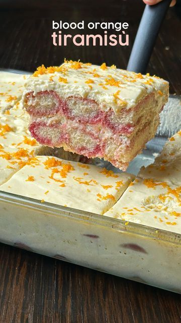 Blood Orange Cake Recipe, Citrus Tiramisu, Blood Orange Dessert Recipes, Orange Tiramisu, Blood Orange Dessert, Food Truck Desserts, Orange Recipes Dessert, Blood Orange Recipes, Easy Dessert Bars