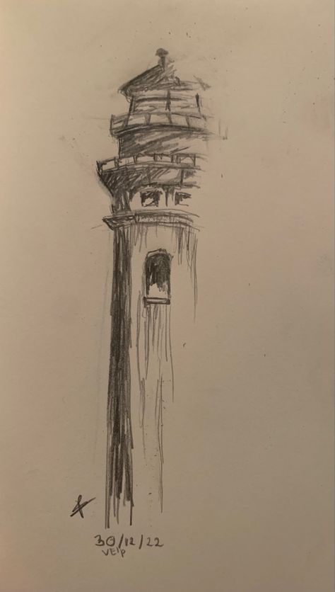 Lighthouse Sketches, Simple Pen Drawings, Easy Pen Sketches Aesthetic, Drawing Of A Lighthouse, Lighthouse Drawing Sketch, Easy Pen Drawings, Light House Sketches Pencil, Easy Pen Drawing, Lighthouse Pen Drawing