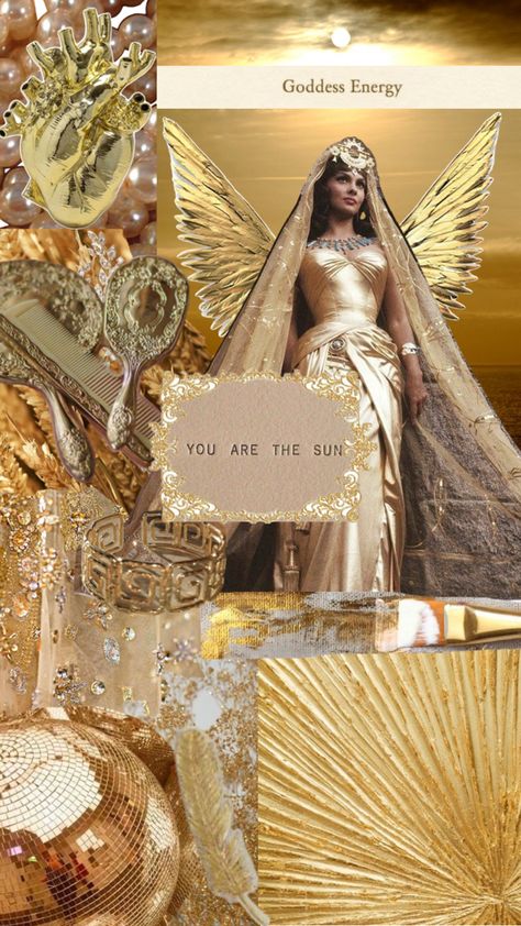 You are the sun, golden goddess, gold goddess energy, gold bracelet, gold paintbrush, gold foil, gold veil, gold disco ball, gold heart, gold brush and mirror set, color, #color Gold Goddess Aesthetic, Brush And Mirror Set, Gold Disco Ball, Gold Veil, Gold Wallpaper Phone, Gold Goddess, Quote Collage, Goddess Aesthetic, You Are The Sun