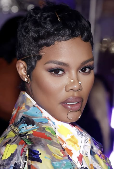 Short Hair Red Lips, Teyana Taylor Pixie Haircut, Teyana Taylor Hairstyles, Teyana Taylor Short Hair, Kehlani Short Hair, Hair Short Cuts, Black Hair Short, Short Hair Pixie, Healthy Relaxed Hair