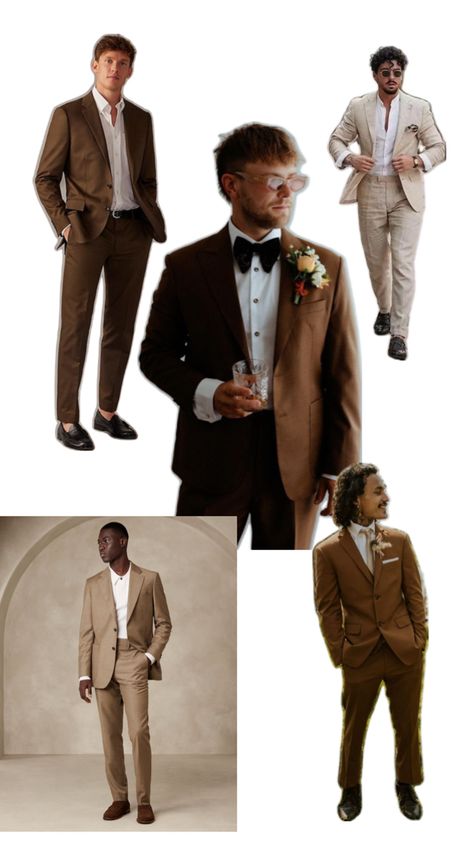 Groom Dark Brown Suit, Groomsmen Suits Brown, Brown Tuxedo Wedding, Semi Formal Wedding Attire Men, Mens Brown Suit, Brown Groomsmen Suits, Brown Suit Wedding, Brown Groomsmen, Semi Formal Wedding Attire