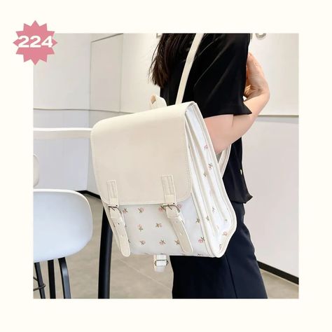 link no 224 - 🌷 #coquette #floral #backpack #bag #school #aesthetic #shopeefinds #racunshopee #fyp College Book Bag, Rucksack Style, Korean Student, Luxury Branding Design, Computer Backpack, Daily Bag, School Backpack, Large Backpack, College Fashion