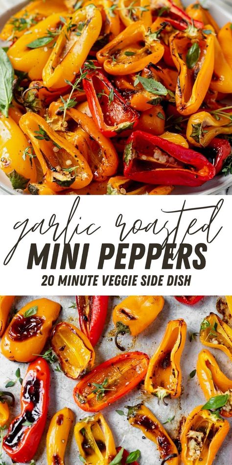 Sweet Pepper Side Dish Recipes, Diced Bell Pepper Recipes, Vegan Stuffed Mini Sweet Peppers, Red Pepper Side Dish Recipes, Roasted Mini Bell Peppers Oven, Carrots And Peppers Recipe, Roasted Mini Peppers Recipes, Savory Vegetable Recipes, Sweet Pepper Breakfast Recipes