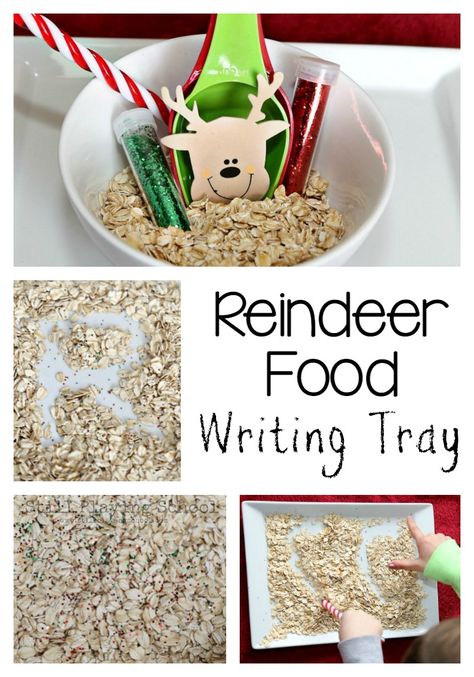 Make magical reindeer food and work on literacy by creating this Christmas writing tray for kids! Perfect for preschool and kindergarten. Christmas Center Ideas For Preschool, Reindeer Lesson Plans Preschool, December Preschool, Christmas Literacy, Christmas Sensory, Christmas Learning, Christmas Preschool, Preschool Christmas Activities, Christmas Units