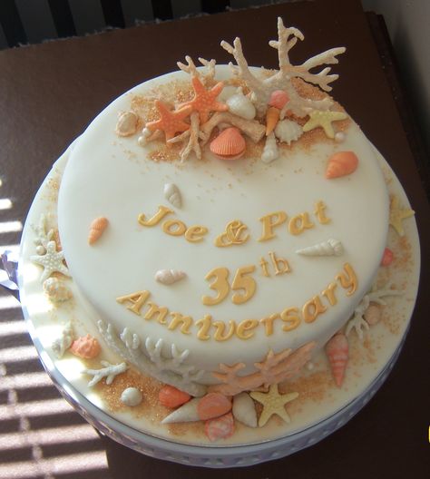 Decorating Biscuits, Seashell Cake, 35th Wedding Anniversary, 35th Anniversary, Cake Board, Anniversary Cake, Cake Ideas, Wedding Anniversary, Biscuits