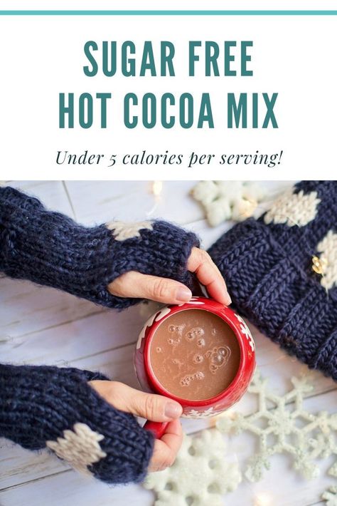 How to make sugar free hot cocoa mix recipe. This easy recipe makes a great gift in a jar. Low carb hot chocolate mix recipe for a dry mix to make one cup at a time. Make instant hot chocolate with unsweetened cocoa, milk powder, and Splenda stevia.  Easy homemade recipe for a healthy sugar free hot cocoa. #hotcocoa #hotchocolate Sugar Free Hot Cocoa Mix Recipe With Stevia, Sugar Free Hot Cocoa Mix Recipe Dry, Low Carb Hot Cocoa, Stevia Hot Chocolate Recipe, Homemade Sugar Free Hot Chocolate, Sugar Free Cocoa Mix Recipe, Healthy Homemade Hot Cocoa Mix Recipe, Homemade Sugar Free Hot Cocoa Mix Recipe, Low Sugar Hot Chocolate Recipe