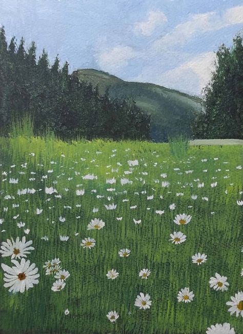 Original Art Oil Paintingmeasuring30.5W x 45.7H x 0.5D cmbyZarmeen Lodhi (PakistanStylesRealismFine ArtSubjectNatureKeywordsCanvasPaintingOil PaintingVisual ArtsLandscapeSky BlueGreenDaisyFieldsTreesNatureFine ArtThis Oil Painting is one of a kind and once sold will no longer be available to purchaseBuy art at Saatchi Art. Oil Painting Grass Field, Realistic Nature Paintings, Simple Garden Painting, Green Nature Painting, Daisy Field Painting, Nature Painting Ideas, Green Canvas Painting, Outside Painting, Green Landscape Painting