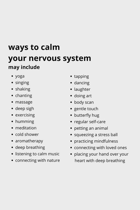 Calm Nervous System Quotes, Calm Vagus Nerve, Ways To Calm Your Mind, Ways To Calm Your Nervous System, Ways To Regulate Nervous System, Calming Your Nervous System, How To Reset Your Nervous System, Deregulated Nervous System, How To Calm Nervous System