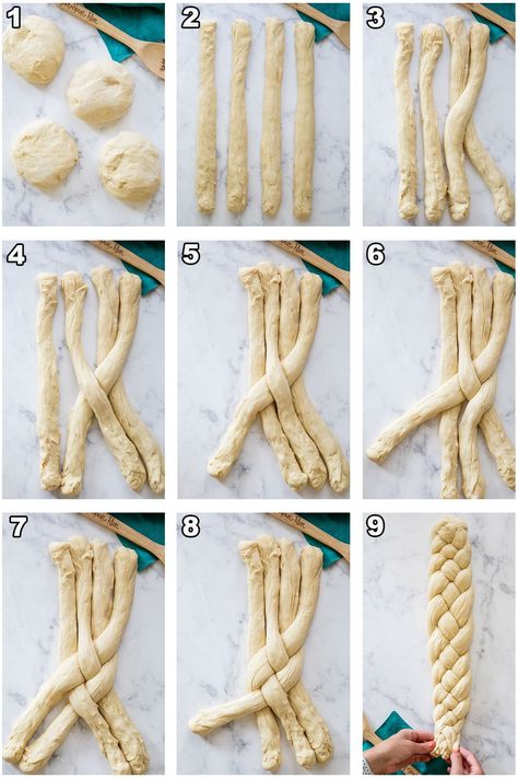 Creative Bread Shapes, Braided Bread Sweet, Stuffed Braided Bread, Braided Sweet Bread, Braiding Bread Dough, Decorating Bread, Celtic Bread, Braided Bread Loaf, How To Braid Bread Dough