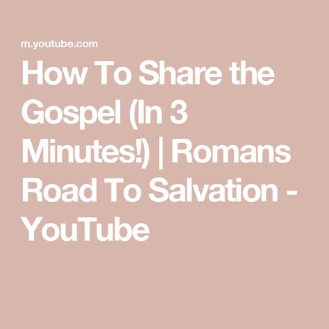 How To Share the Gospel (In 3 Minutes!) | Romans Road To Salvation - YouTube Romans Road To Salvation, Roman Road To Salvation, Romans Road, Salvation Tattoo, Sharing The Gospel, Share The Gospel, Roman Roads, Bible Reading Plan, Reading Plan