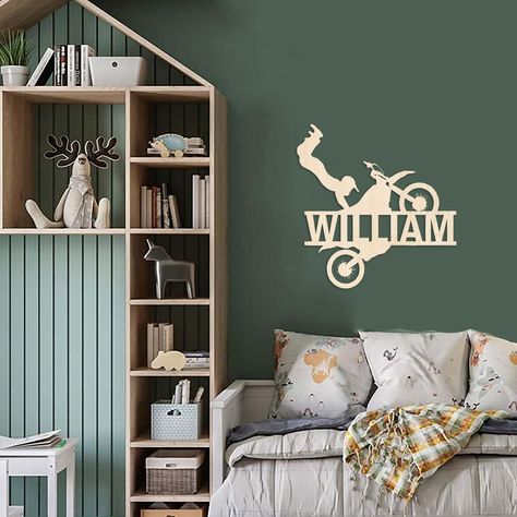 🏍️🏁 Motocross Wall Sign: Rev Up Your Room's Style! 🌟🎁 Rev up the decor of your child's space with our "Motocross Wall Sign." This isn't just a sign; it's a tribute to the thrill of motocross, a symbol of adventure, and a heartfelt addition that adds a dose of adrenaline to any room. 🏁 Motocross Enthusiast's Delight: Whether it's for a motocross-themed bedroom or a space dedicated to adventure and speed, this sign celebrates the passion for motocross and the love for the open road. 🏍️ Name Motocross Bedroom Decor, Dirt Bike Nursery, Dirt Bike Bedroom, Motocross Bedroom, Wood Nursery Decor, Custom Dirt Bike, Motocross Tracks, Tiny Person, Moto Mom