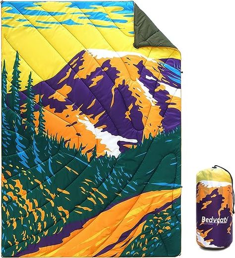 Amazon.com: Bedvcaty Camping Blanket, Puffy Waterproof Blanket Windproof Resistant, Packable, for Outdoors, Travel, Beach. (Mountain, 78" x 55") : Sports & Outdoors Blanket Puffy, Cozy Picnic, Park Blanket, Waterproof Blanket, Modern Blankets, Survival Blanket, Travel Blanket, Amazon Link, Camping Blanket