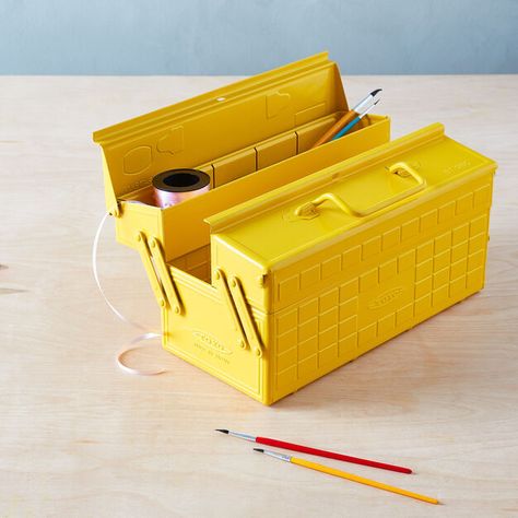 Toyo ST-350 Tool Box in color Yellow Tools Art, Japanese Tools, Power Moves, Moma Design, Room Scents, Writing Utensils, Candle Art, Japan Design, Osaka Japan