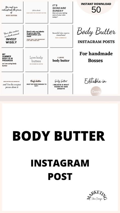 Body Butter Marketing Ideas, Body Butter Quotes, Body Butter Content Ideas, Butter Quotes, Body Butter Business, Instagram Post Quotes, Instagram Fonts, Handmade Body Butter, Skincare Instagram